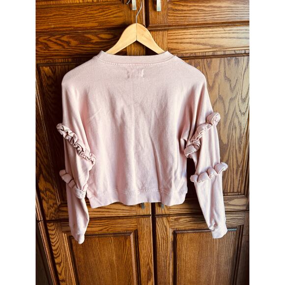 For the Republic Pink Ruffle Sleeve Sweatshirt XS - Picture 8 of 8